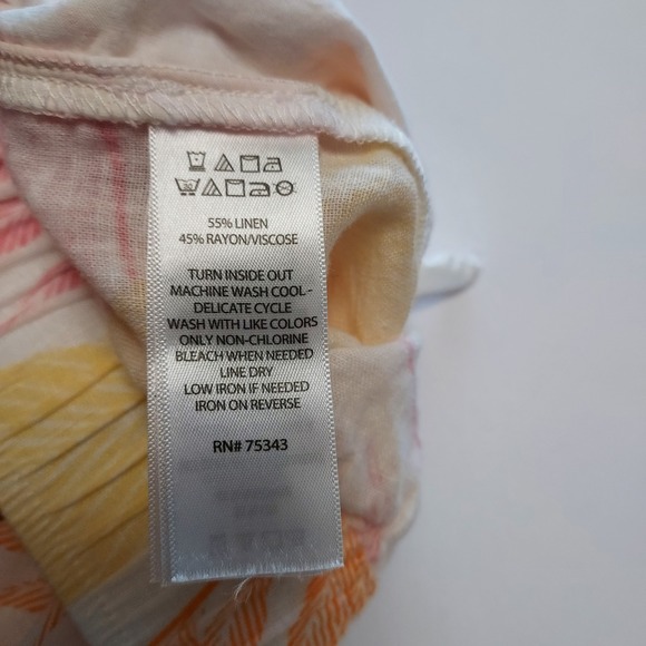 C&C California Women's Tropical Leaf Linen Blend Wide Split Leg Beach Pants XS - Picture 8 of 8